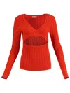 Ester Manas Long-sleeve Peephole Top In Red