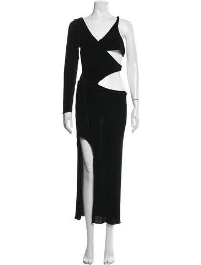 Pre-owned Ester Manas V-neck Long Dress In Black