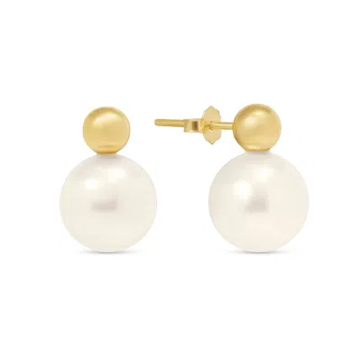 Esterah Women's Gold & Pearl Double Stud Earrings In White