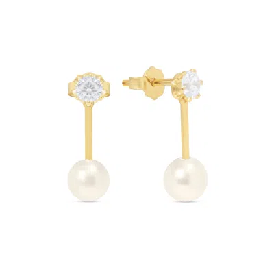 Esterah Women's Gold Crystal & Pearl Drop Stud Earrings