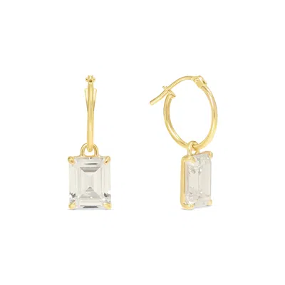 Esterah Women's Gold Crystal Emerald Cut Drop Huggies