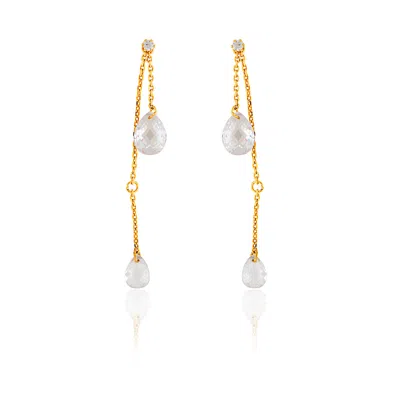 Esterah Women's Gold Cubic Zirconia Dangle Earrings
