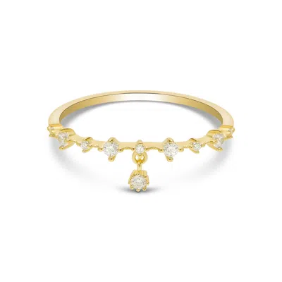 Esterah Women's Gold Cz Ring With Charm