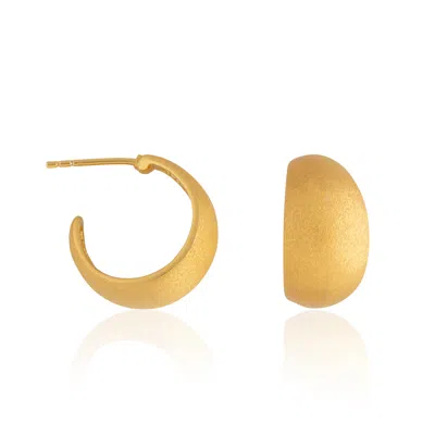 Esterah Women's Gold Matte Dome Hoop Earrings