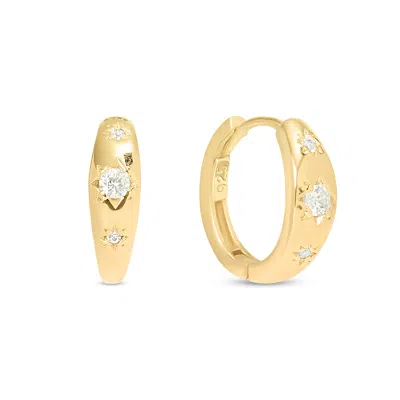 Esterah Women's Gold Mini Starry Huggie Earrings