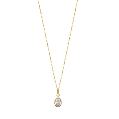 Esterah Women's Gold Oval Solitaire Necklace