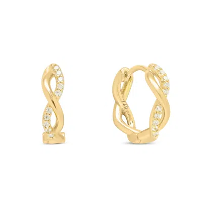 Esterah Women's Gold Pavé Twist Huggie Hoops