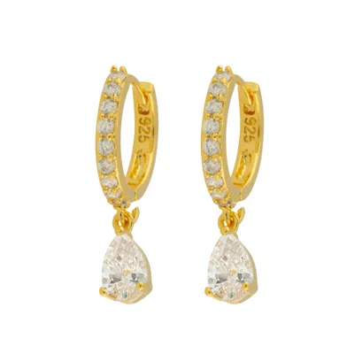 Esterah Women's Gold Pear Cut Huggie Earrings
