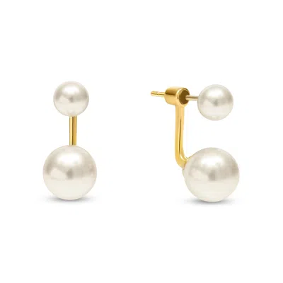 Esterah Women's Gold Pearl Duo Stud Earrings