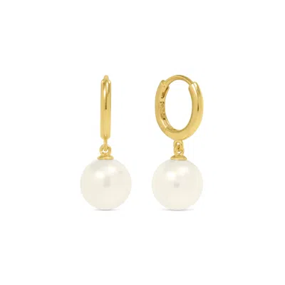 Esterah Women's Gold Pearl Huggie Hoops