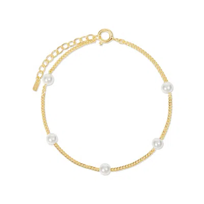Esterah Women's Gold Pearl Station Bracelet