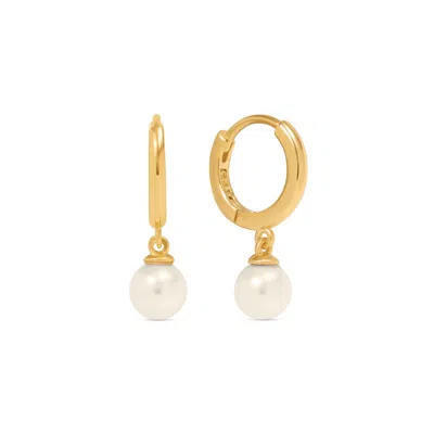 Esterah Women's Gold Petit Pearl Huggie Hoops