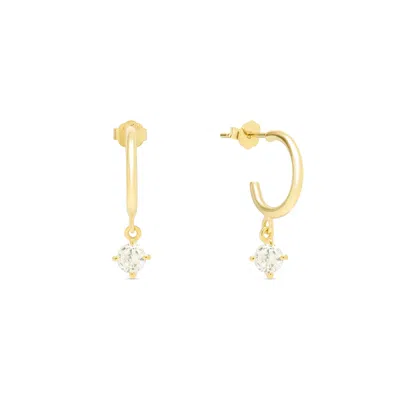 Esterah Women's Gold Solitaire Drop Hoops