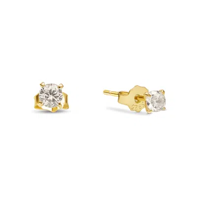 Esterah Women's Gold Stud Cubic Zirconia Earrings