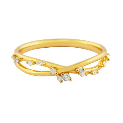 Esterah Women's Gold Twist Cz Ring