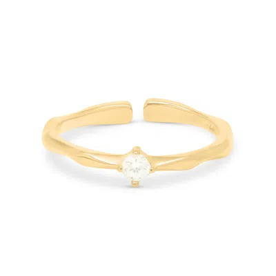 Esterah Women's Gold Wave Solitaire Ring