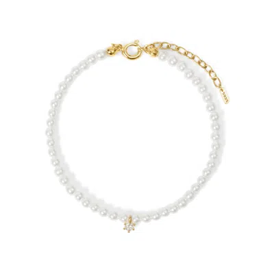 Esterah Women's Pearl Beaded Bracelet & Gold Crystal Charm