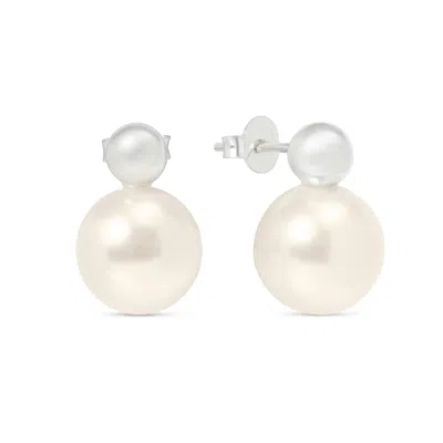Esterah Women's Silver & Pearl Double Stud Earrings In Metallic