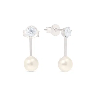 Esterah Women's Silver Crystal & Pearl Drop Stud Earrings In White