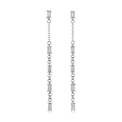 Esterah Women's Silver Cubic Zirconia Dangle Earrings