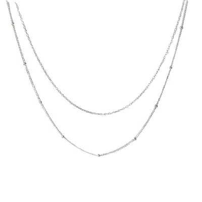 Esterah Women's Silver Double Bobble Chain Necklace
