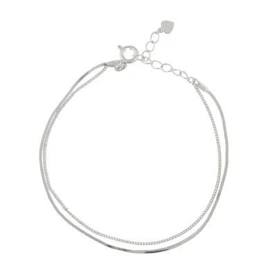 Esterah Women's Silver Double Fine Chain Bracelet