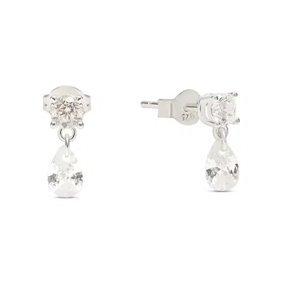 Esterah Women's Silver Mini Cz Drop Stud Earrings