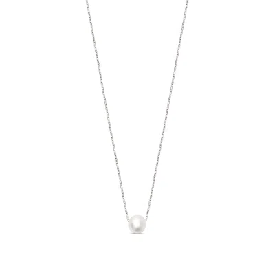 Esterah Women's Silver Pearl Solitaire Necklace