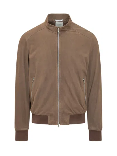 Esterno Sleek Bomber Jacket With Zip Closure In Multi