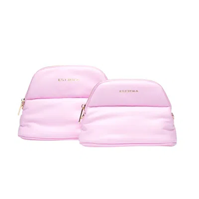 Estetika Women's Pink Minee Makeup Bag Bundle - Small + Medium Pouch In Yellow
