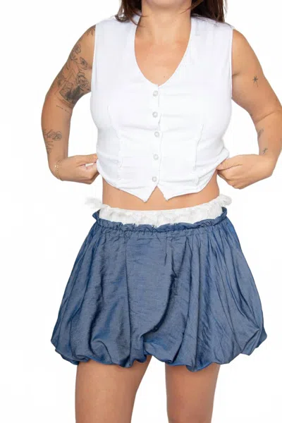 Esthé Balloon Lace Trim Mini Skirt In Dark Blue