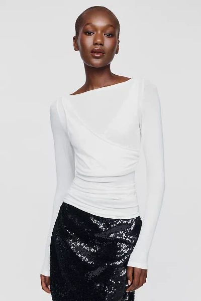 Esthé Crossover Fitted Long-sleeve Top In White