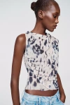 Esthé Printed Gathered Sheer Top In Multi