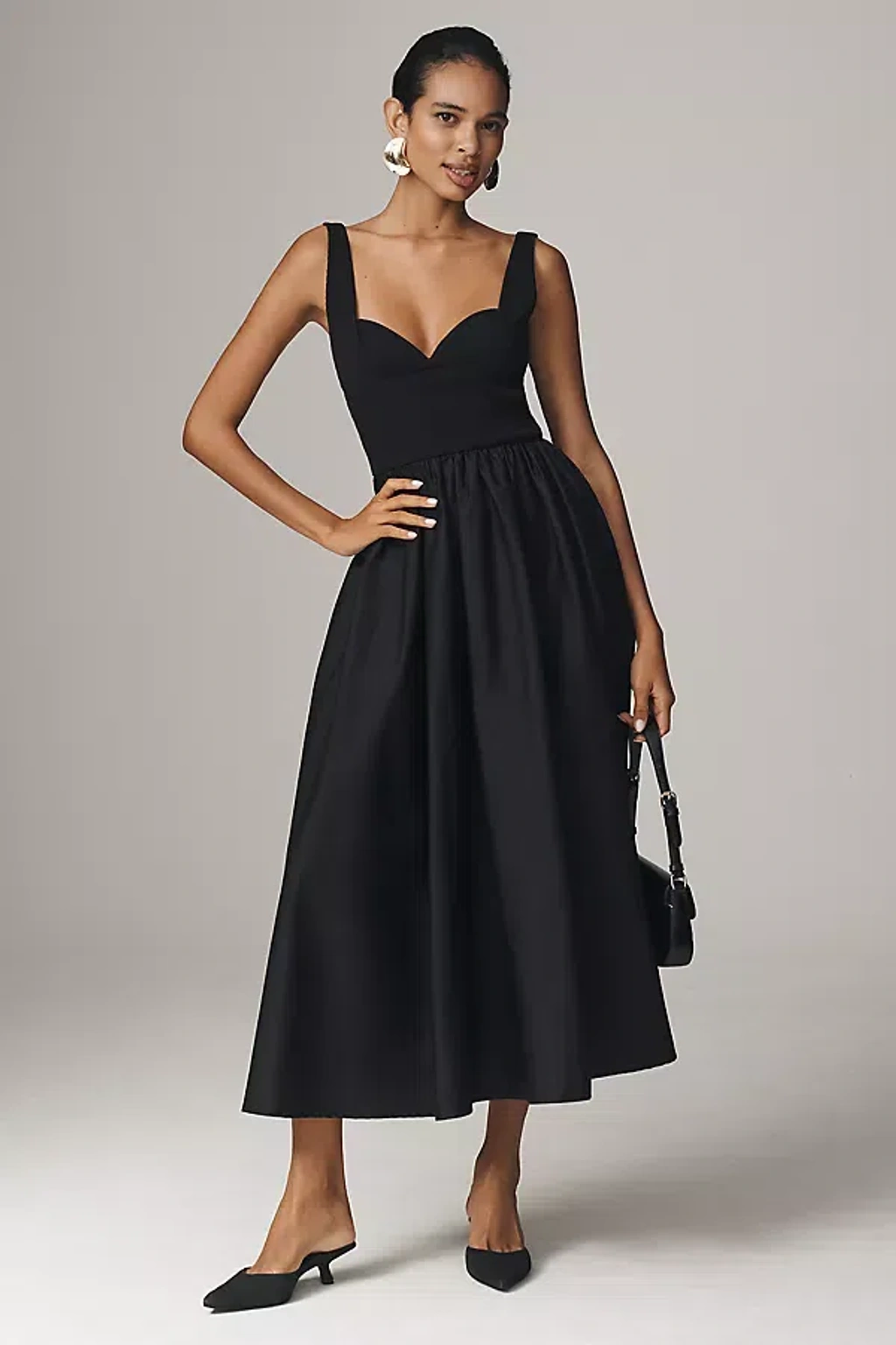 esth sleeveless sweetheart ribbed poplin midi dress AE Sweetheart Slit Midi Dress Women's Light Wash S