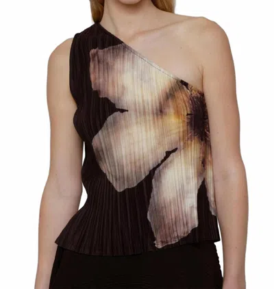 Esthé Women's Night Petal One Shoulder Top In Brown In Multi
