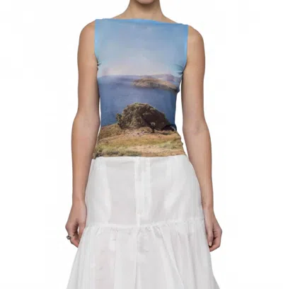 Esthé Women's Transcend Mesh Boatneck Top In White In Blue