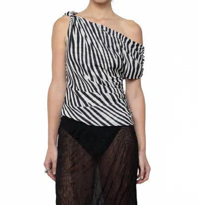 Esthé Women's Zebra Asymmetric Twist Printed Top In Black White