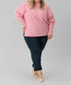 Estheme Dolman Cashmere Sweater In Rose In Multi