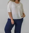 Estheme Linen Short Sleeve Top - Plus In White In White