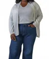 Estheme Silk Linen Sparkle Cardigan - Plus Size In Grey
