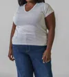 Estheme Silk Linen Sparkle Top - Plus In Grey In Gray
