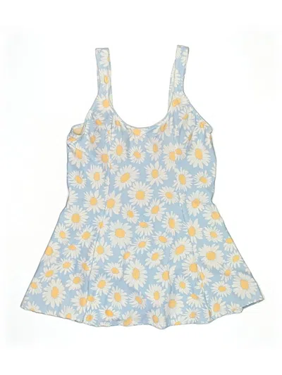Pre-owned Esther Williams Swimsuit Top Yellow Floral Pattern Swimwear