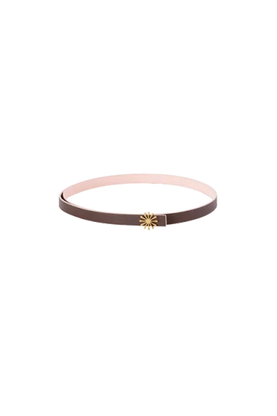 Esthera 12am Reversible Leather Belt In Burgundy