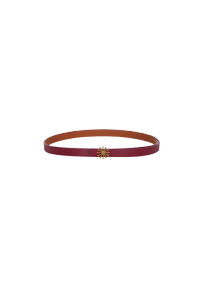 Esthera 12am Reversible Leather Belt In Burgundy