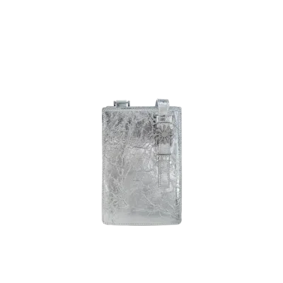 Esthera 1pm Leather Crossbody Bag In Silver