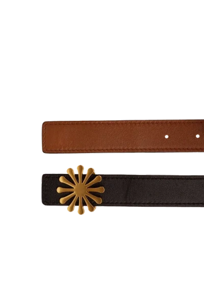 Esthera Ampm Reversible Leather Belt In Brown