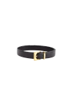Esthera Cube Buckle Goldtone 35mm Leather Belt In Black