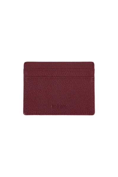 Esthera Leather Card Holder In Burgundy