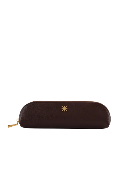 Esthera Leather Pencil Case In Brown
