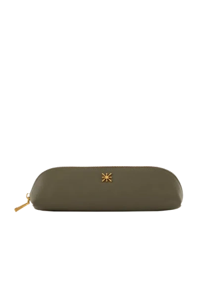 Esthera Leather Pencil Case In Green